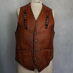 Vintage leather bohemian biker vest